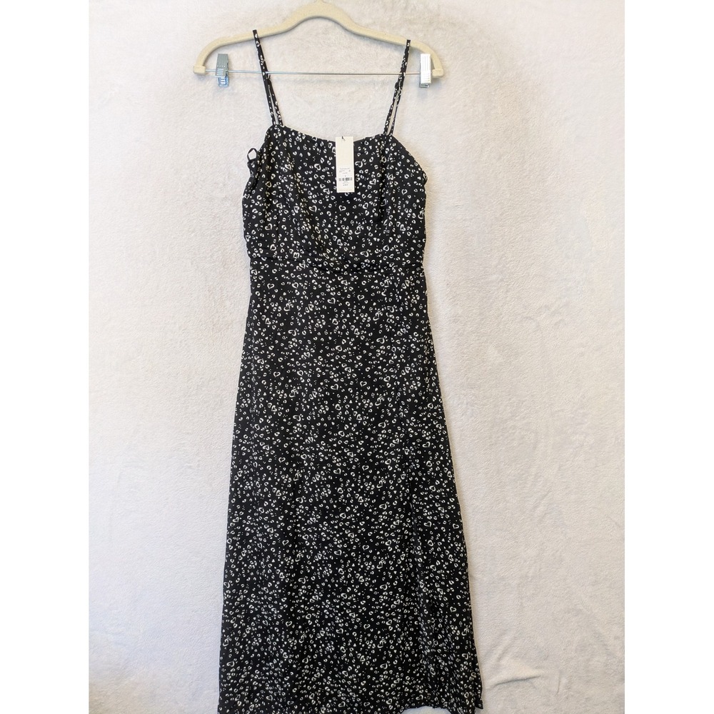 NEW Francesca's Mi Ami Midi Dress Womens Small Black Heart Print Spaghetti Strap